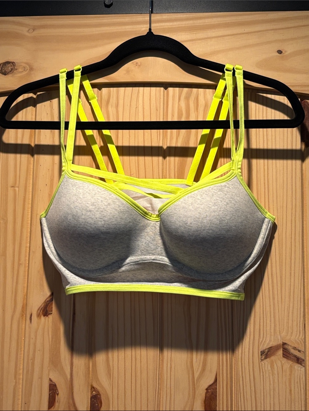 Victoria's Secret Gray Bralette with Neon Yellow Trim